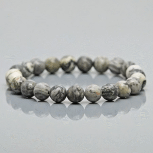 Grey Jasper Bracelet 8mm – Stone of Stability, Protection & Balance