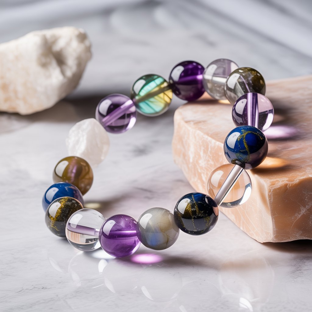 Spiritual Growth & Higher Awareness Crystal Combination Bracelet – Stones of Awakening