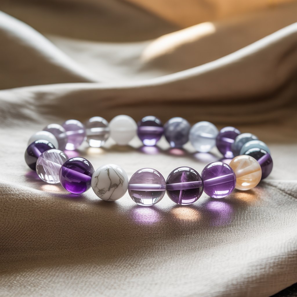 Sleep & Relaxation Crystal Combination Bracelet – Stones of Calm & Restful Energy